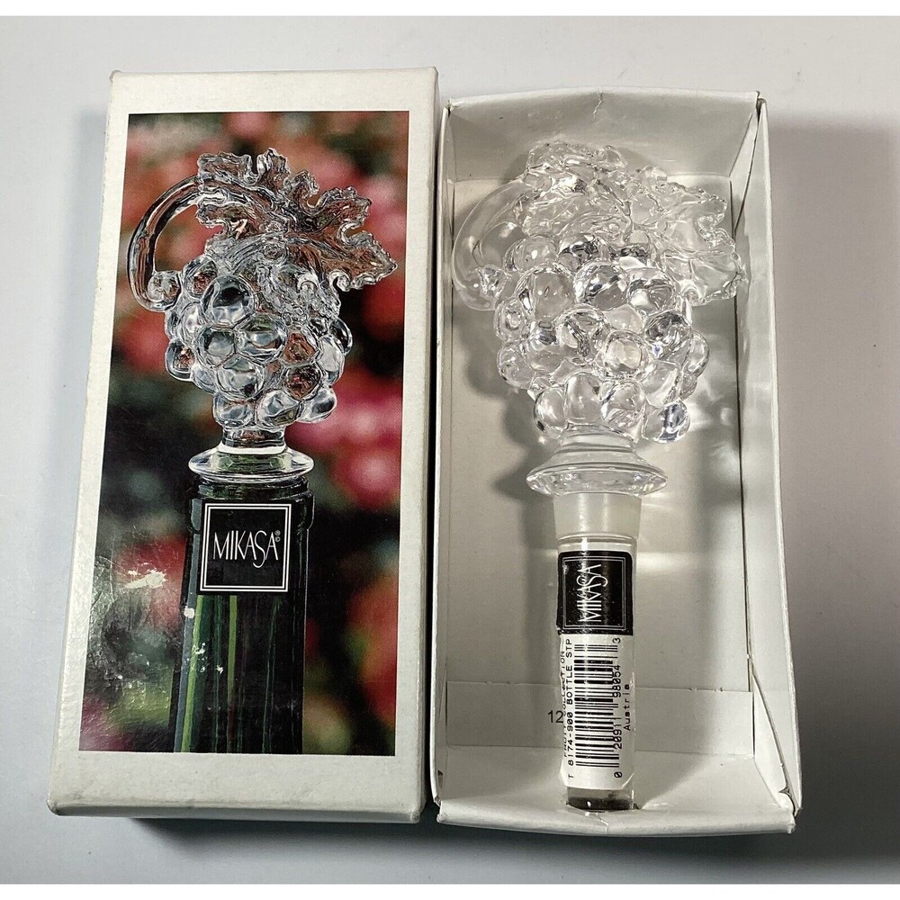 Mikasa Crystal Wine Bottle Stopper Grape Vine Fruit Collection Austria NEW w/Box